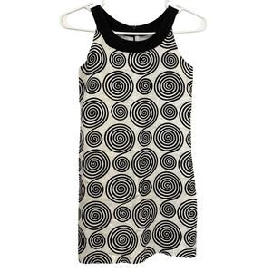 Maggie Breen Too Dress Size 10-100% Linen-Black & White Geometric Pattern-Retro
